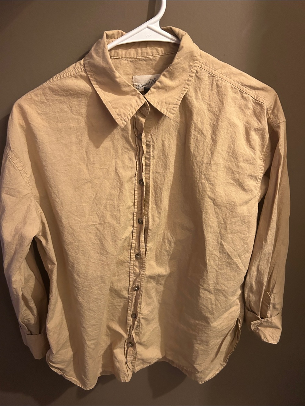 Universal Thread Women's Button-Down Shirt in Tan